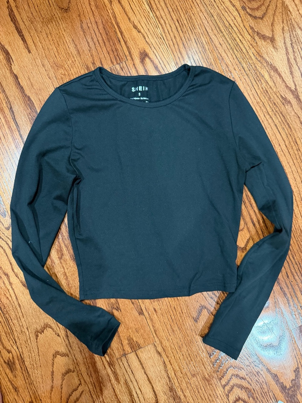 SHEIN Black Long Sleeve Crew Neck Top